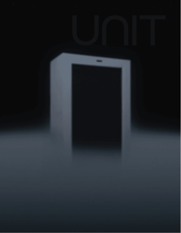 UNIT holographic hardware portal in mist