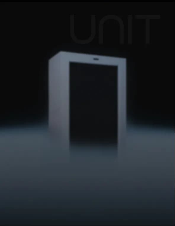 UNIT holographic hardware portal in mist