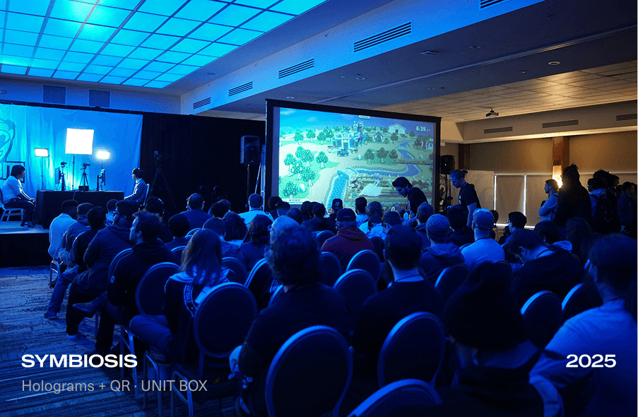Symbiosis holograms and QR UNIT BOX event