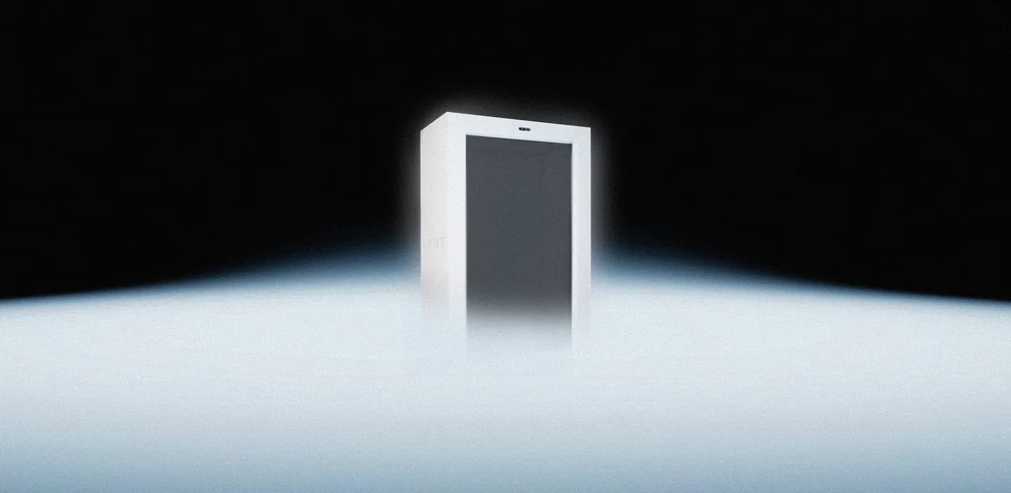 UNIT BOX holographic portal with a human-scale avatar